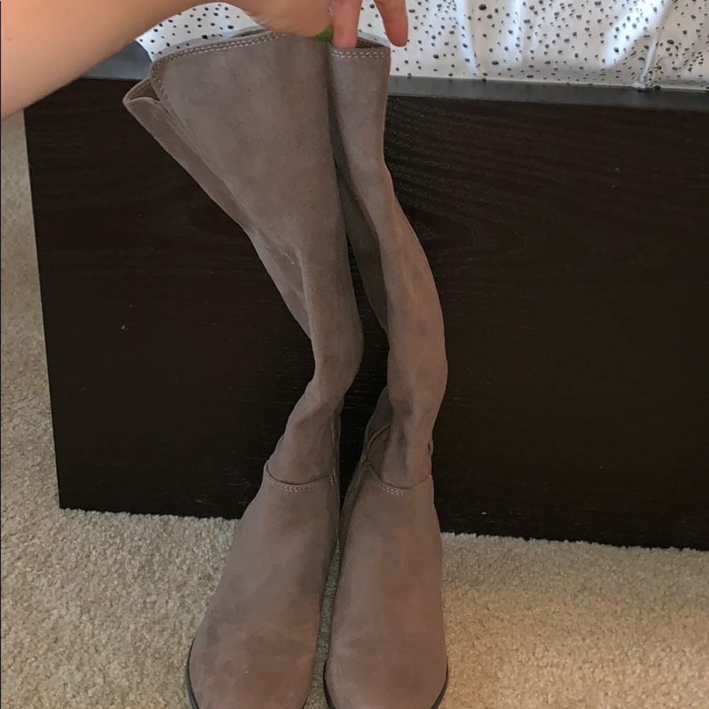 Faux Suede Boots with Small Heel